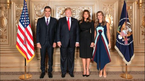 Pedro Snchez y Begoa Gmez, con Donald y Melania Trump