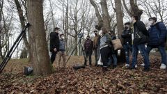 Alumnos de la Escola Polit�cnica, realizando pr�cticas de inventario forestal con l�ser