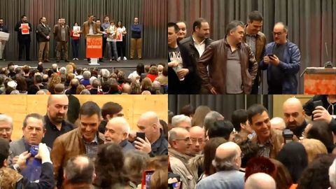Snchez, Koldo, balos y Cerdn Juntos en Aldeanueva de Ebro en un encuentro con Militantes