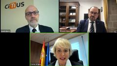 De izquierda a derecha: Sen�n Barros, Carmen Artigas y el rector de la USC, Antonio L�pez