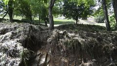 El torrente de agua que cay� desde Fonti�as al Parque de Paxari�os provoc� grandes socavones