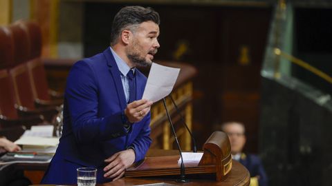 El portavoz de ERC, Gabriel Rufián, interviene durante el pleno del Congreso de los Diputados.