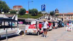 Veh�culos para turistas estacionados en Oporto.