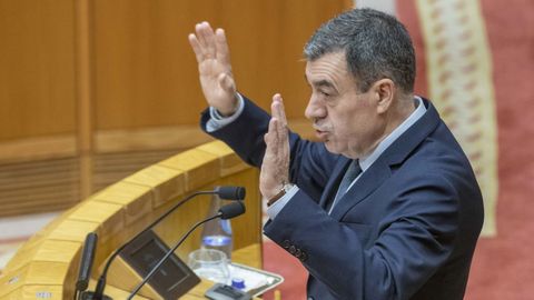 El conselleiro de Educaci&oacute;n, Rom&aacute;n Rodr&iacute;guez, compareciendo este martes en el Parlamento