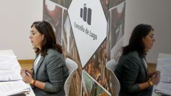 A alcaldesa Elena Candia, durante unha rolda de prensa este venres.