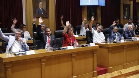 Los socialistas, votando