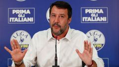 Matteo Salvini, en una rueda de prensa tras conocer los resultados de las elecciones celebradas el domingo y el lunes