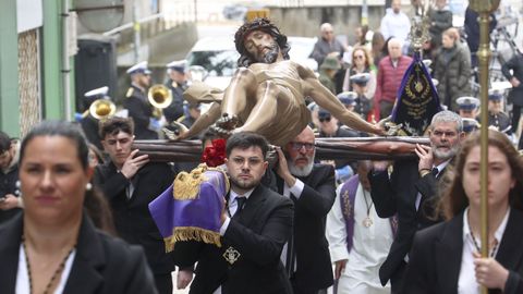 En la imagen, el traslado del Cristo de la Buena Muerte este S�bado de Pasi�n desde San Juli�n a la Orden Tercera