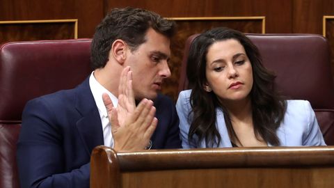 Albert Rivera e Inés Arrimadas, durante una de las intervenciones.