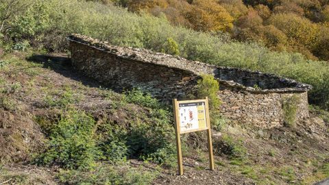 As alvarizas ou cercados de pedra para protexer colmeas, como esta de Bustelo de Fisteus, son propios da paisaxe da comarca.