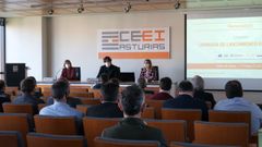 La directora del Idepa, Eva Pando; el consejero de Ciencia, Innovaci�n y Universidad, Borja S�nchez;y la directora del CEEI Asturias, Cristina Fanjul