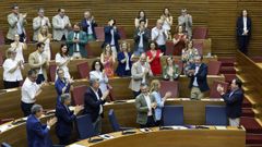 El presidente valenciano, Juanfran P�rez Llorca, durante el pleno en las Cortes Valencianas en el que se aprobaron los presupuestos para esta comunidad.