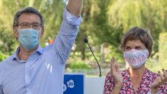 Nava Castro, en un mitin con Feijoo en Ponteareas, en junio del 2020