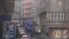 Los bomberos, interviniendo en el restaurante Botafumeiro