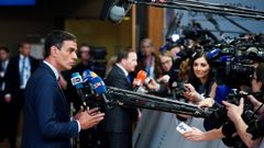 Pedro Sanchez, ayer, a su llegada al Consejo Europeo en Bruselas