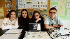Elia Arias, Ana Loroo, Adriana Silveira y Gabriel Pen, cuatro de los catorce alumnos del Club de Ciencias del IES Torrente Ballester de Pontevedra que participaron en el proyecto 
