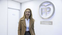 La secretaria general del PP de Arag�n, Ana Al�s, tras ofrecer una rueda de prensa este lunes.