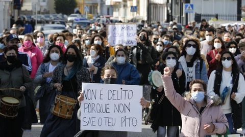 Imagen de la protesta celebrada en San Cibrao el pasado abril tras el archivo provisional de la causa judicial por las grabaciones de la Maruxaina.