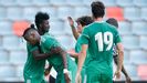 Gol Ibra Salamanca Real Oviedo El Helmantico Obeng Borja Sanchez Mier.Los futbolistas del Real Oviedo celebran el gol de Ibra ante el Salamanca CF UDS