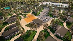 Infograf&iacute;a del proyecto de viviendas comunitarias que la cooperativa Lar do Regueiro quiere levantar en Friol