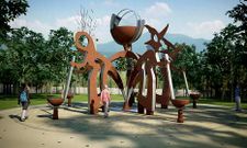 Uno de los s�mbolos del sendero dise�ado por Ni�erola (boceto en la foto) ser�a una escultura en A Carixa.