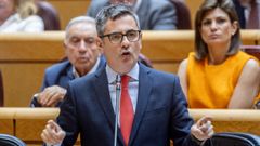 El ministro de la Presidencia, Justicia y Relaciones con las Cortes, Flix Bolaos, en el pleno del Senado de este martes.