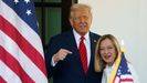 Meloni fue recibida por Trump en la puerta de la Casa Blanca.