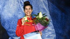 La tiradora pontevedresa del club vigu�s El Olivo, con la medalla de bronce conquistada este mi�rcoles en florete el Europeo de Esgrima.