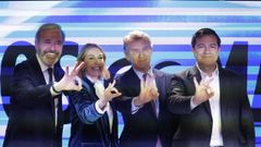 Jorge Azc�n, Mar�a Guardiola, Alberto N��ez Feijoo y Alfonso Fern�ndez Ma�ueco, este lunes en G�nova