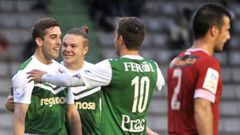 H�ber, en la imagen en la visita del Cacere�o en el 2015, sell� un doblete en la goleada del Racing por 4-1. 