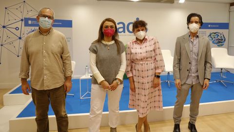 Mazaira, Tajes, Blanco y Vázquez en el acto del Día de la Depresión, en la Axencia Galega de Coñecemento en Saúde, en Santiago