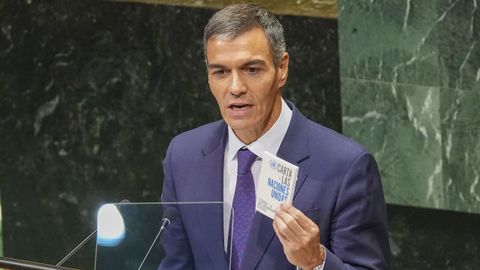 Pedro S�nchez durante su discurso en la ONU.