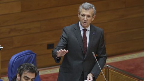 El presidente de la Xunta, Alfonso Rueda, durante el pleno.