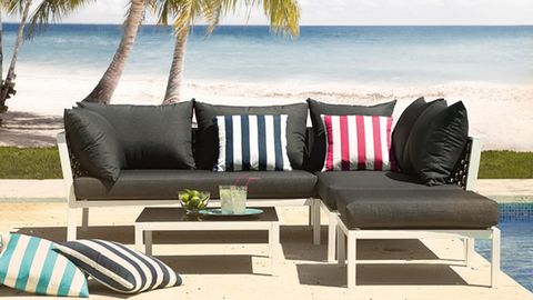 Set de jard�n Gallery: 1 m�dulo lateral + 1 m�dulo esquina + 1 taburete + 1 mesa centro Blanco