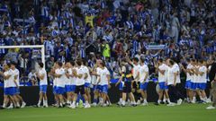 El Deportivo de La Coru�a, celebrando su ascenso a primera