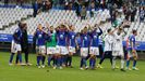 Real Oviedo Carlos Tartiere Horizontal.Los futbolistas del Real Oviedo celebran la victoria frente al Lugo