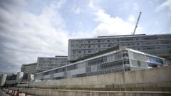 Obras de construccin del nuevo hospital pblico de Pontevedra, en una imagen de este mes de julio