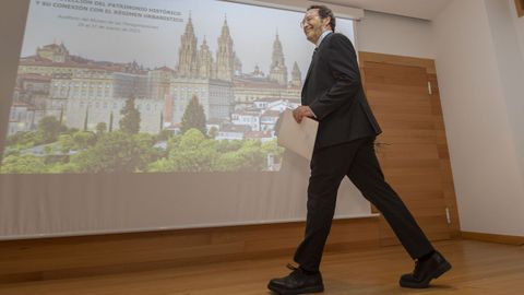 El fiscal general del Estado, lvaro Garca Ortiz, durante su intervencin en el curso sobre patrimonio organizado por el Poder Judicial en Santiago