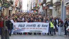 Manifestaci�n del Foro Cidad�n polo Ferrocarril celebrada el pasado 30 de noviembre para exigir la modernizaci�n de la conexi�n ferroviaria en las comarcas de Ferrol, Eume y Ortegal.