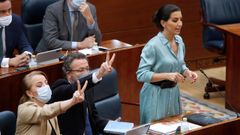 La portavoz de Vox en la Asamblea de Madrid, Roco Monasterio, durante la segunda jornada del debate de la sesin de investura en la Comunidad de Madrid