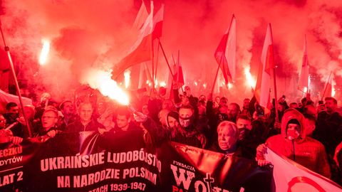 Manifestaci�n ultranacionalista en Varsovia para conmemorar del d�a de la independencia de Polonia