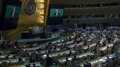 El ministro de Asuntos Exteriores de Cuba, Bruno Rodr�guez, interviene ante la Asamblea de la ONU antes de la votaci�n