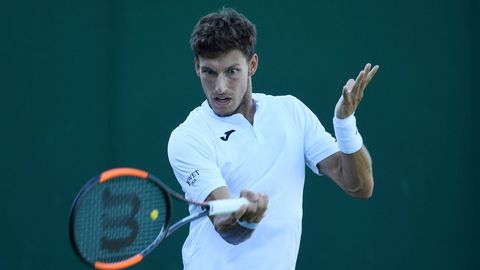 El tenista espa�ol Pablo Carre�o durante el partido de la primera ronda del torneo de Wimbledon que se disputa en Londres, Reino Unido. 