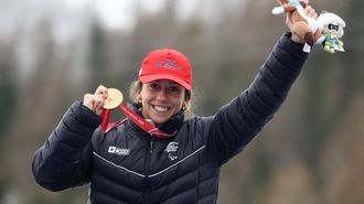 Audrey Pascual, tras lograr la medalla de bronce en eslalon.