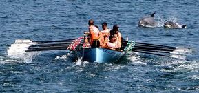 Un par de arroaces quisieron echarle un esprint a varios de los participantes en plena regata.
