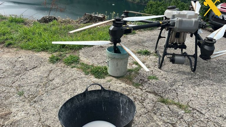 El dron que fue localizado cuando aplicaba tratamientos fitosanitarios
