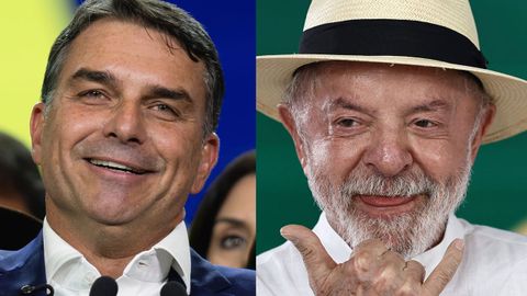 Fl�vio Bolsonaro y Lula da Silva, durante la campa�a electoral en Brasil.