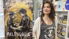 Ledicia, junto al cartel de la pel�cula �Malencol�a�