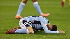 Bryan Zaragoza se lamenta tras una ocasi�n fallada en el Celta-Espanyol.