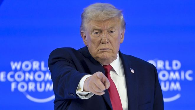 Trump, durante su intervenci�n en el Foro de Davos.